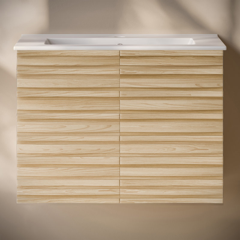 Meuble-lavabo mural 30 po Cascade, Naturel, 30", Trou unique