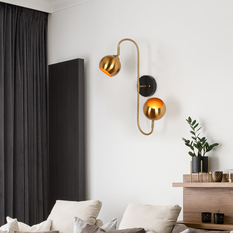 2-Light Gold & Black Dimmable Modern Wall Sconce (Bulbs not Included)