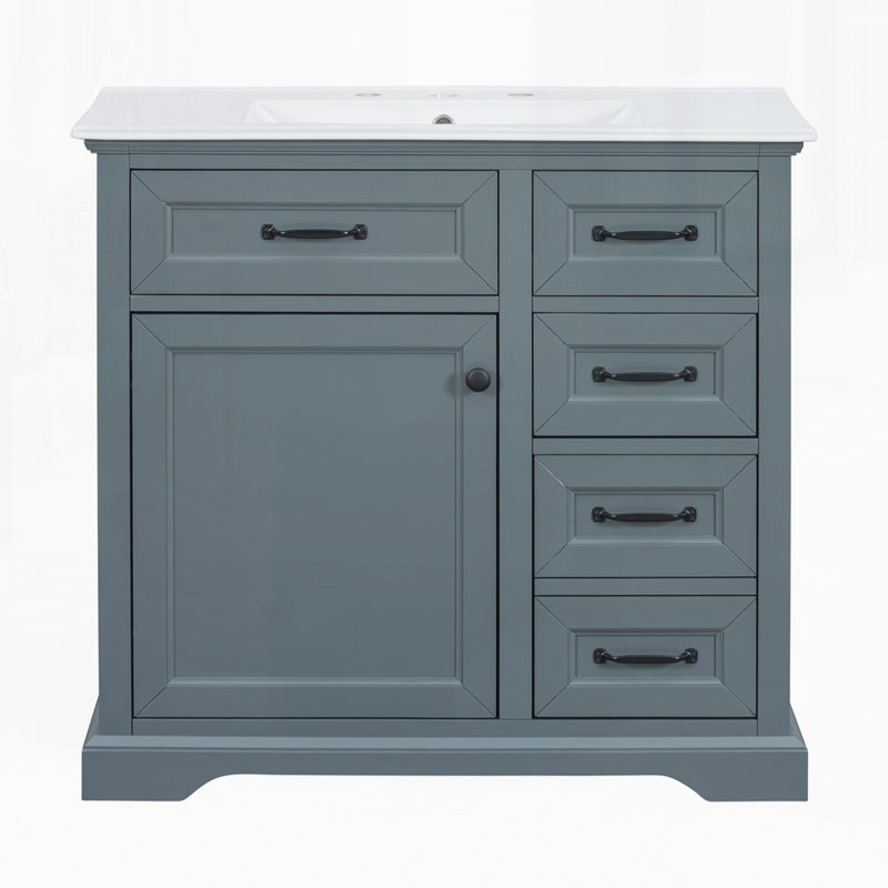 Meuble-lavabo 36 po avec lavabo, Bleu gris