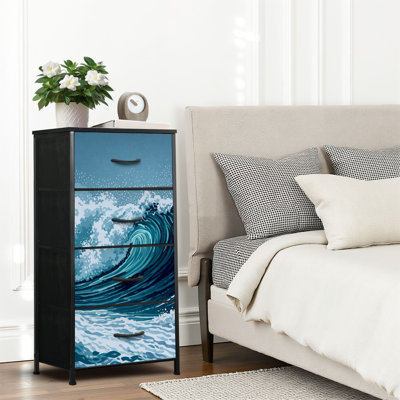 4 Drawer Dresser for Bedroom, Narrow Chest of Drawers, Wooden Top and Study Iron Frame 18"x37.5"-(WxH)