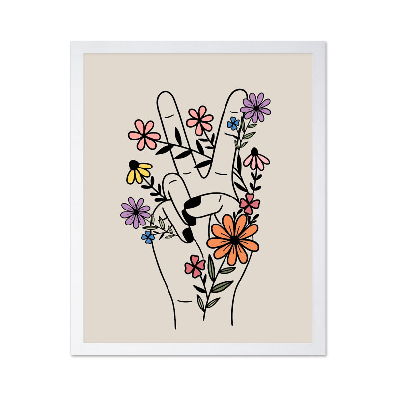 Main de la paix, 12"H x 16"W, Poster, White Framed