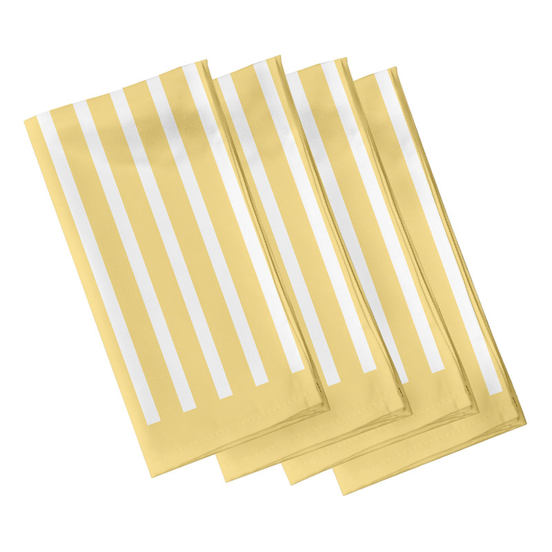 Hankins Polyester Striped Square Napkin, Yellow