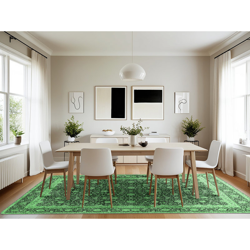 Maesynn Washable Oriental Indoor Rug, Rectangle 7' x 10'