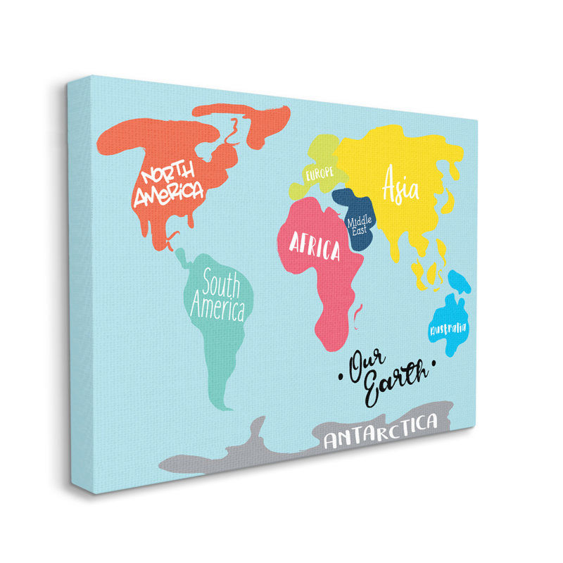 «Abstract Our Earth World Map Bold Shape Régions» par Milli Villa - impression sur toile, H 40 po x l 30 po, Toile tendue