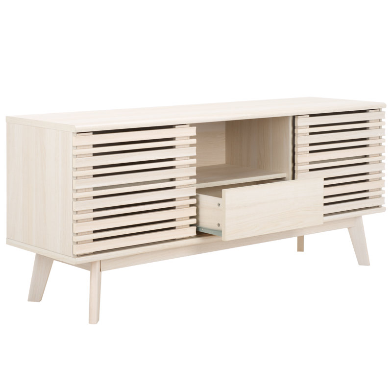 Meuble télé pour téléviseur de 60 po ou moins calleen, Blanc décoloré