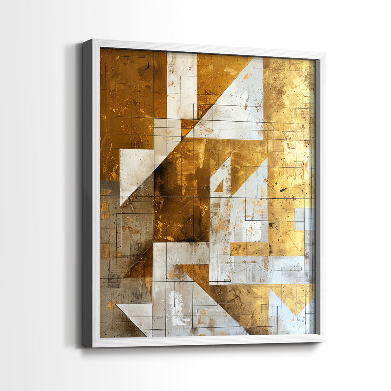 ABSTRACT Series XCIX - Impression encadrée de qualité supérieure - Prêt à accrocher - Aucun clou requis, Blanc / Blanc