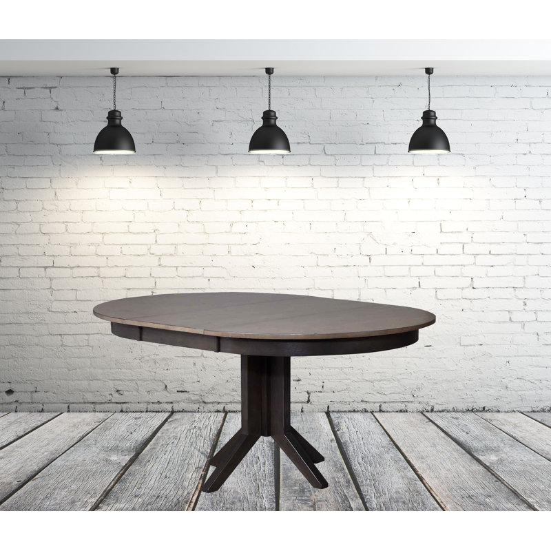 Table de salle à manger extensible en bois d'hévéa, gris, Noir