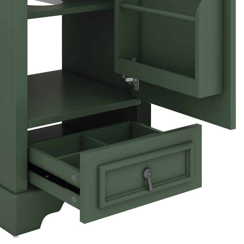 Meuble-lavabo de 20 pouces avec lavabo intégré Conception de lavabo simple avec porte à fermeture en douceur réglable, Vert