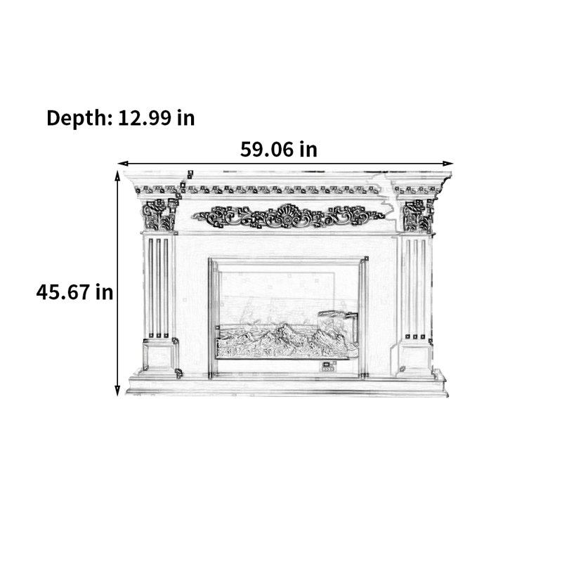 Foyer simple de style européen Euro-American, Ivoire ivoire, 59.06"