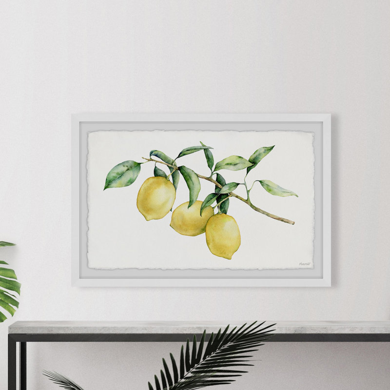Three Lemons - Single Picture Frame Painting, 41cm H x 61cm W x 3.81cm D