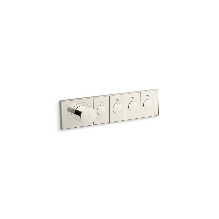 Anthem Four-Outlet Thermostatic Valve Control Panel With Recessed Push-Buttons