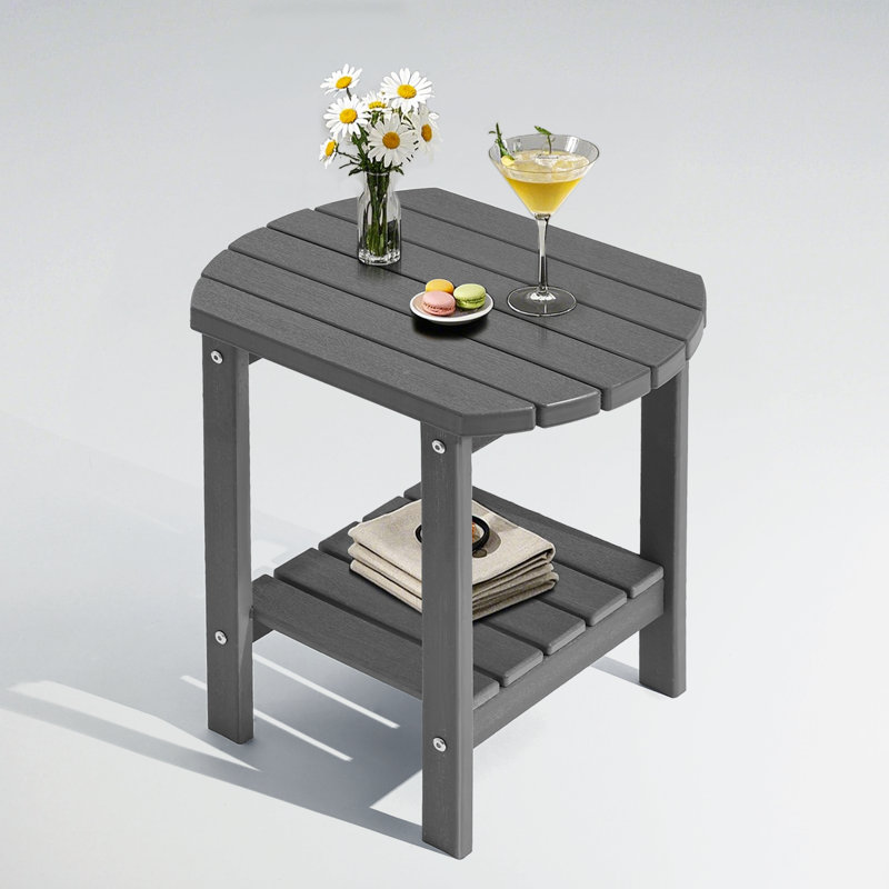 Table d'appoint extérieure 17 po 2 niveaux, Gris