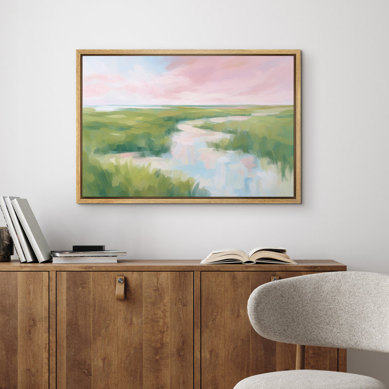 «Pastel Marshland Impressionist», impression encadrée pour paysage de chambre à coucher ou décor naturel, Naturel