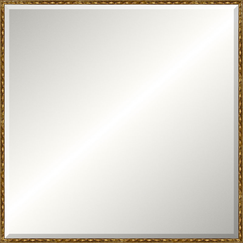 Antique Gold Wave Beveled Signature Mirror, Medium Square