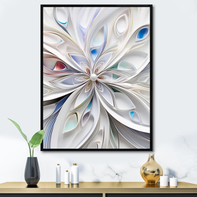 «White Cosmic Flowers - Fractals», reproduction d'art sur toile
