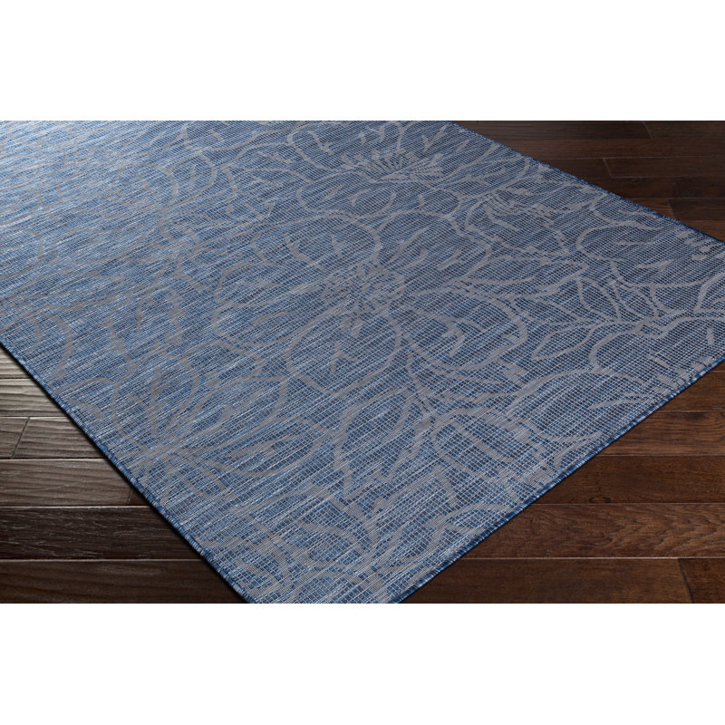 Tapis bleu à motif floral Brimberry, Tapis de couloir 2 pi 7 po x 7 pi 3 po