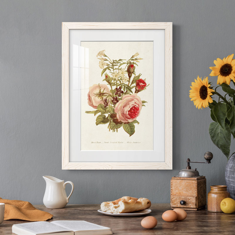 Antique Floral Bouquet III - cadre photo, H 20 po x l 17 po x P 1 po, Cadre blanc