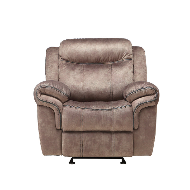 Two Tone Velvet Glider Recliner, Chocolate