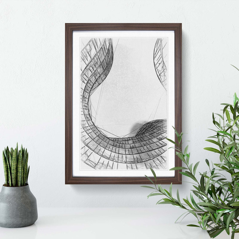 Sketching the Architecture Vol.8 - Picture Frame Drawing Print, Walnut Framed, 36cm H x 27cm W x 2cm D