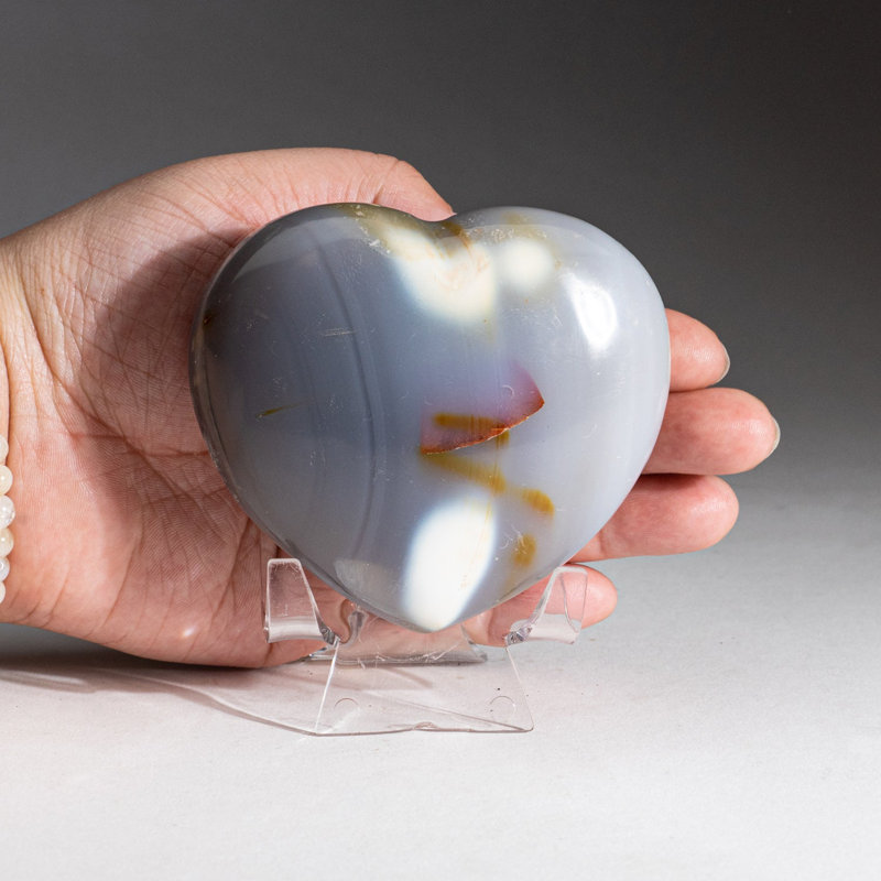 Blue Chalcedony Orca Stone Heart from Madagascar
