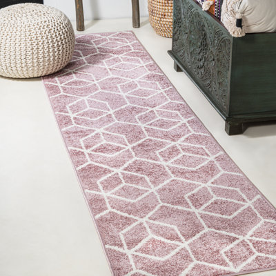 Tapis rose / blanc Mashawna Blocks