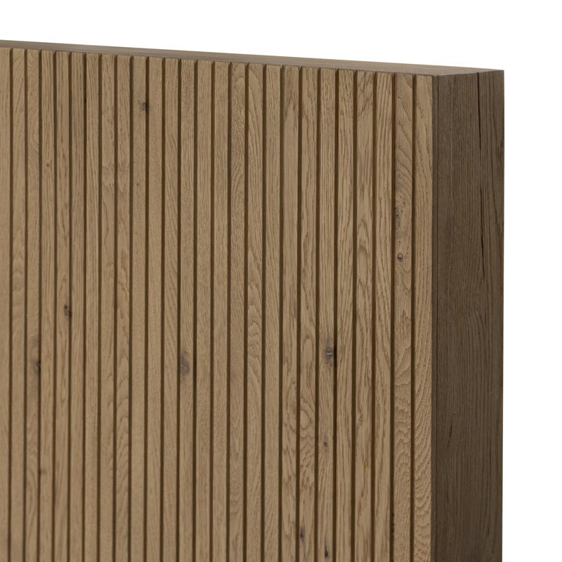 Leo Bed-Smoked Black-Queen, Rustic Light Natural Oak, Queen