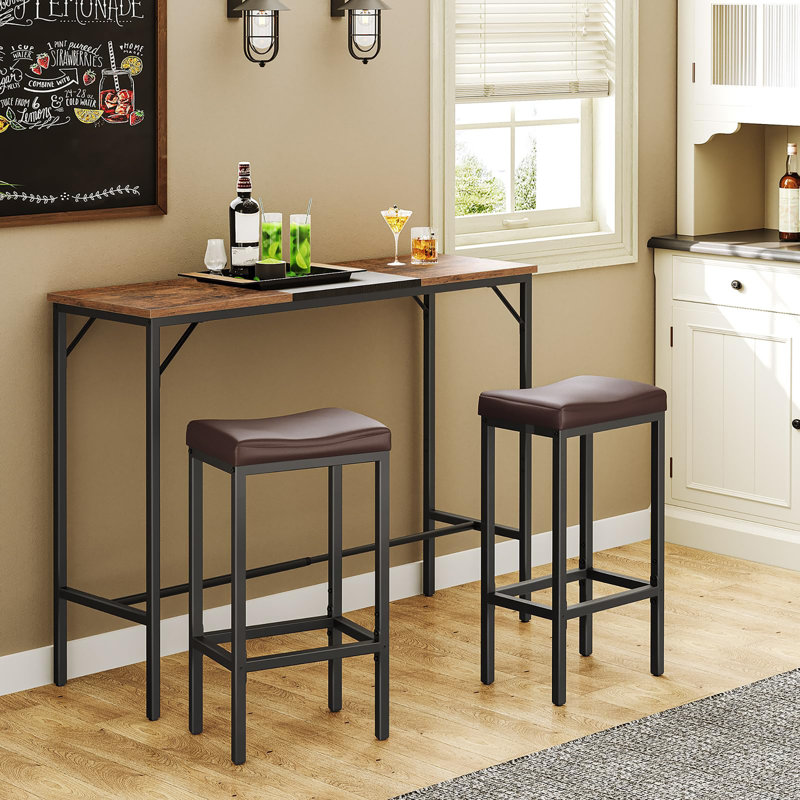 Ensemble de 2 chaises de bar, Noir, Marron foncé