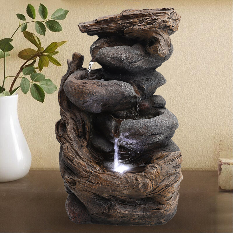Montvale Weather Resistant Table Top Fountain with Light
