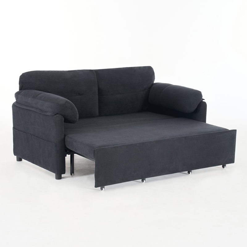 Grand canapé-lit convertible convertible avec coussins épais et rangement latéral, causeuse multifonctionnelle en chenille 3-en-1 pour le salon, la chambre à coucher ou le bureau.