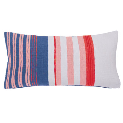 Polyester Striped Rectangular Lumbar Cushion with Filling