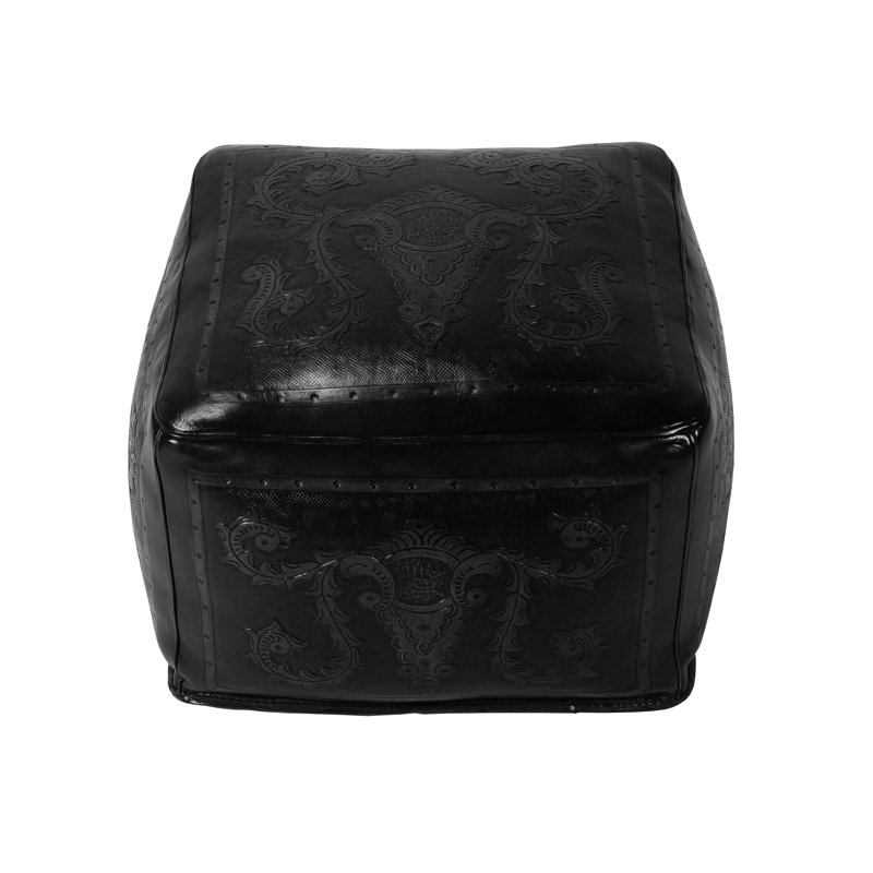 Roniel Leather Ottoman, Black