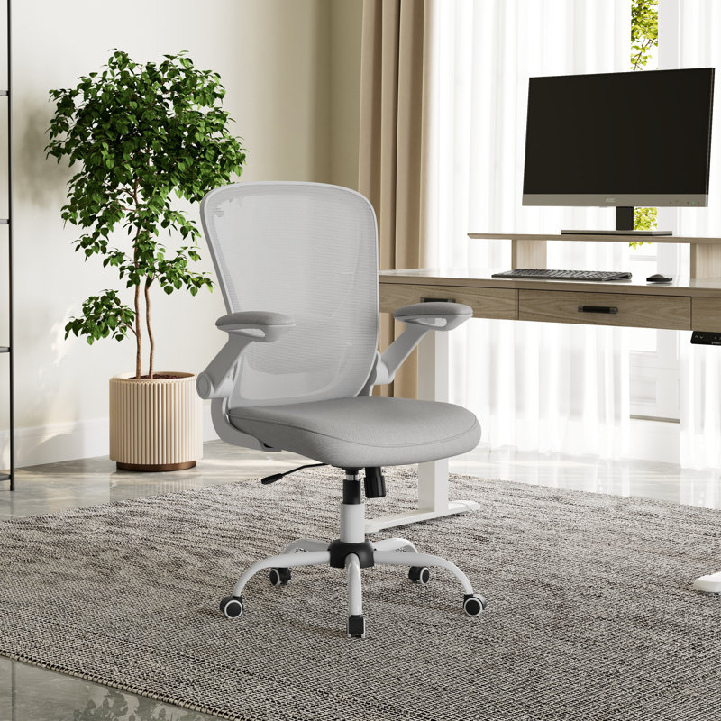 Chaise de bureau en maille avec accoudoirs relevables Girdie, Gris