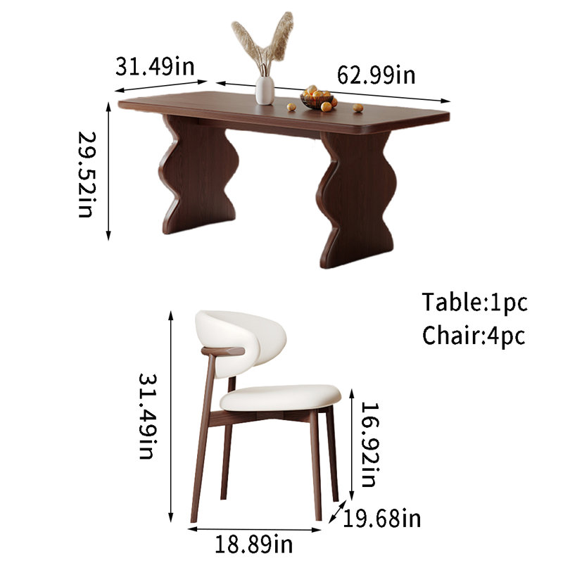 Ensemble de salle à manger Elsien, H 29,52 po x L 62,99 po x l 31,49 po