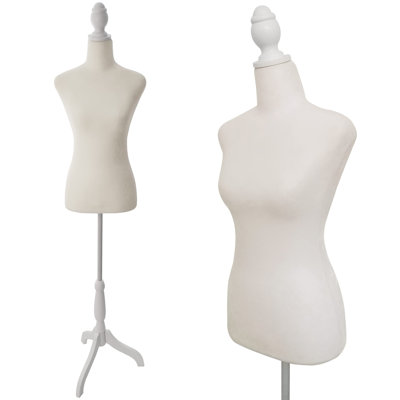 Female Dress Form Mannequin Torso Body with Adjustable Tripod Stand Dress Jewellery Display (Beige)