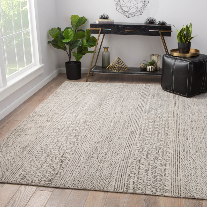 Tapis avoine en laine noué à la main Aalia, Rectangle 6 pi x 9 pi