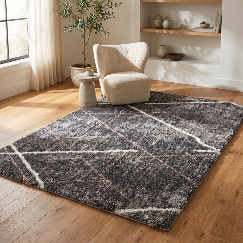 Tapis d'intérieur / géométrique gris / blanc à motif géométrique de 8 pi x 11 pi (7 pi 9 po x 10 pi 9 po) Branch Branch Arden