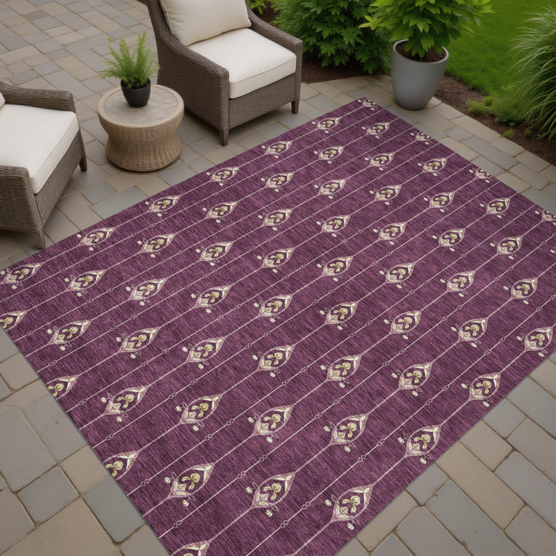 Machine Washable Indoor/Outdoor Chantille ACN2691 Kids Rug, Aubergine, 2 pi 6 po x 3 pi 10 po