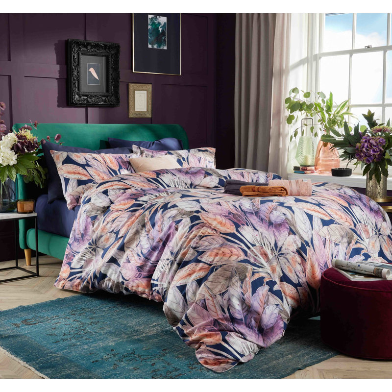 Pamphilos Cotton Floral Duvet Cover Set with Pillowcases Included, Double - 2 Standard Pillowcases