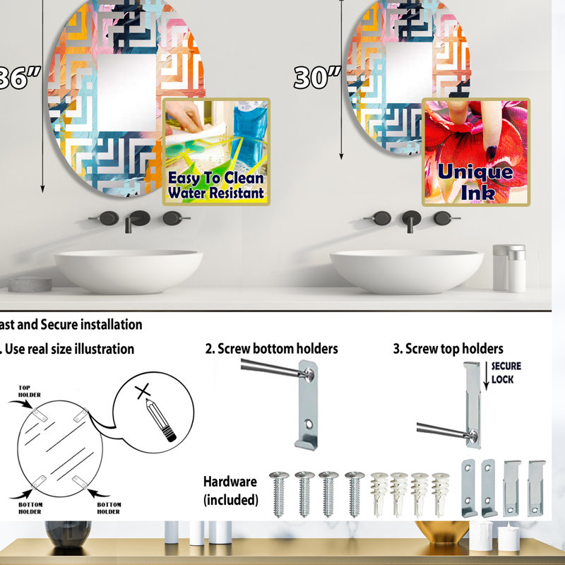 Miroir décoratif bleu et rose Synergy II - Maze, L 24 po x H 36 po