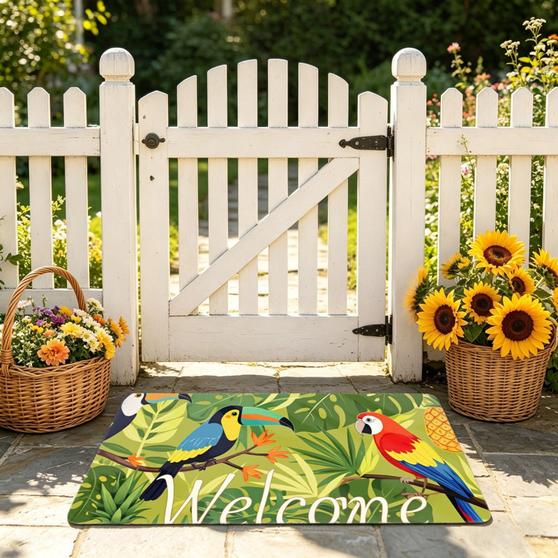 Tapis perroquet tropical 24 po x 36 po pour porte d'entrée