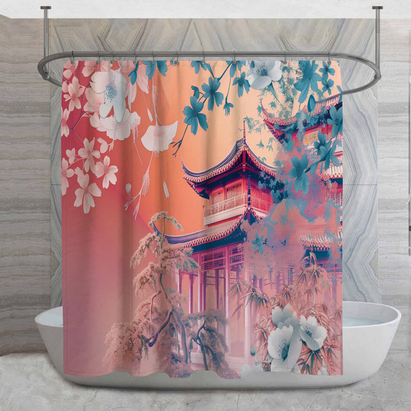 Rideau de douche Pagoda, H 93 po x l 70 po