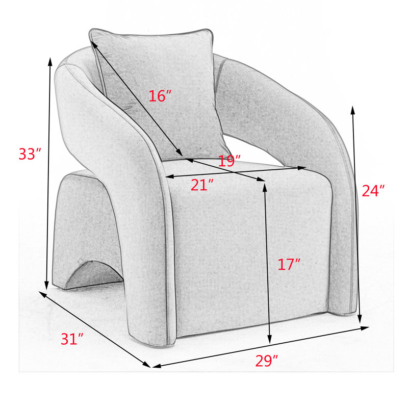 Hijinio Upholstered Armchair, Grey