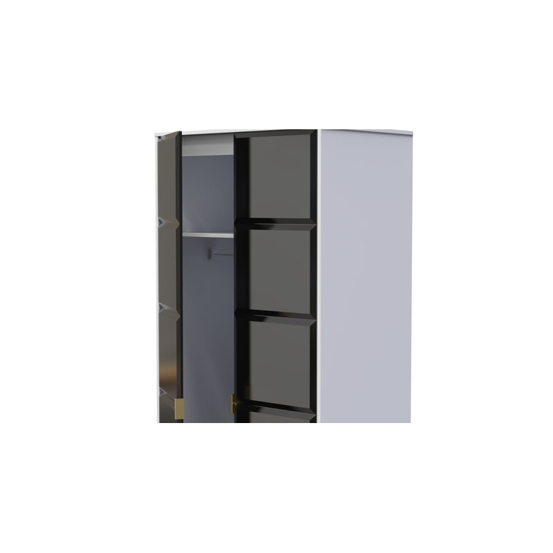 Fully Assembled 3 Door Wardrobe, 197cm H x 111cm W x 53cm D, Black/White