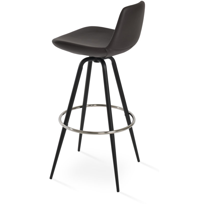 Tabouret pivotant Pera Max, Tabouret de comptoir (siège d’une hauteur de 24, Noir, Brun PPM
