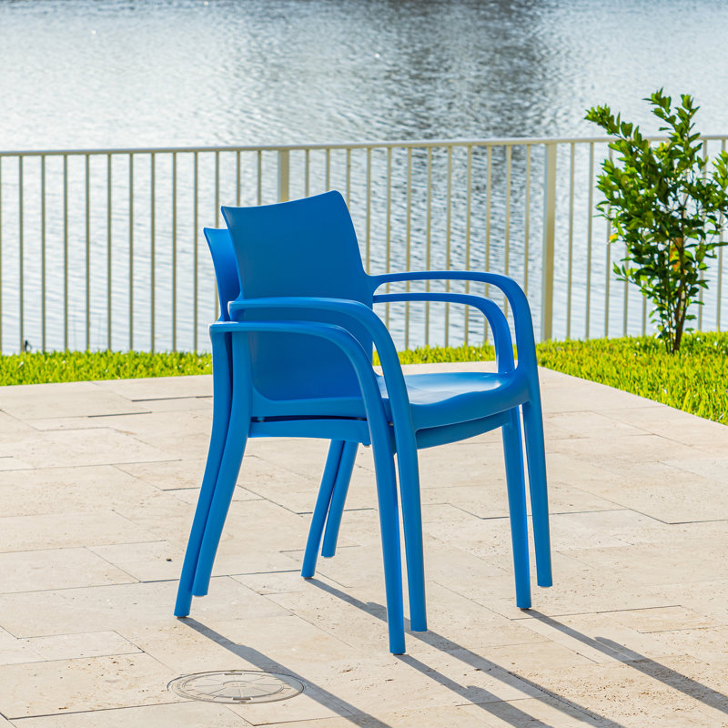 Fauteuil de terrasse empilable, Bleu