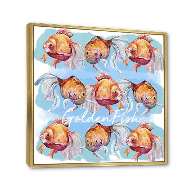 Aquarelle, art du poisson III - sur, H 16 po x l 16 po x P 1 po, Cadre flottant doré