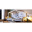 Lit simple avec tablettes, toit blanc captivant et fenêtre attrayante-2128961447