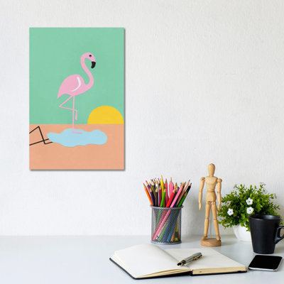 Flamant rose - reproduction d'art mural - toile tendue