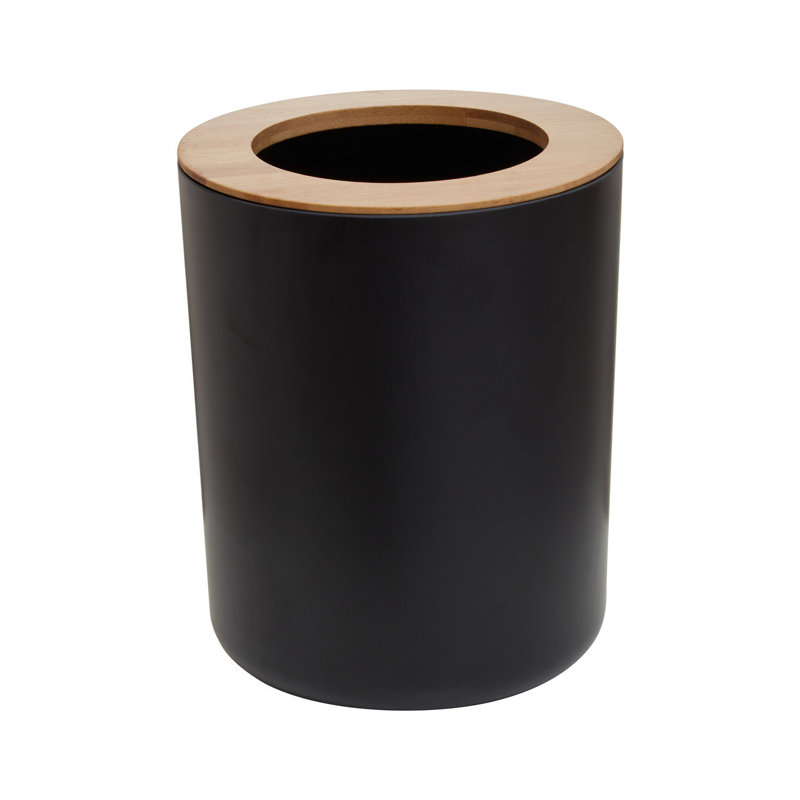 Bamboo Open Waste Bin, Black