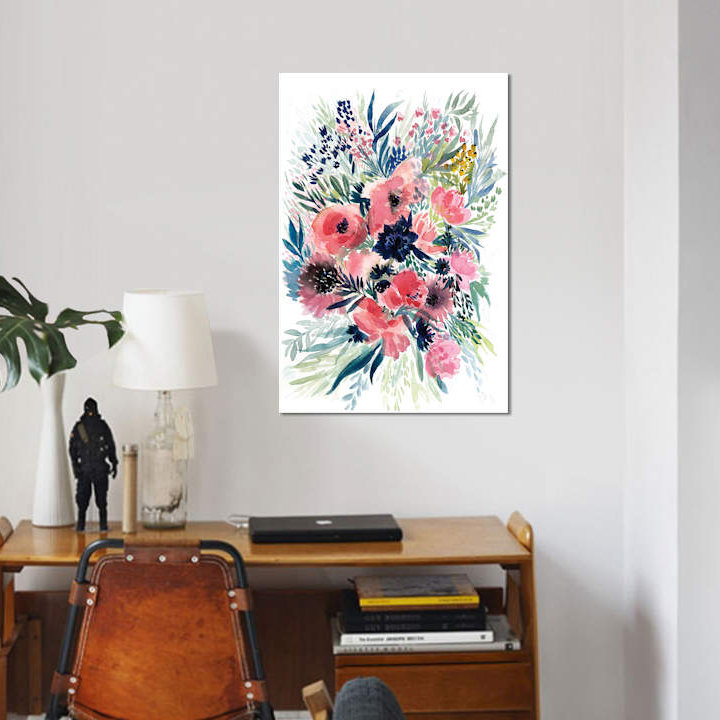 « floral bouquet vi », impression sur toile, H 60 po x l 40po x P 1,5 po, Pas de tapis, Toile tendue